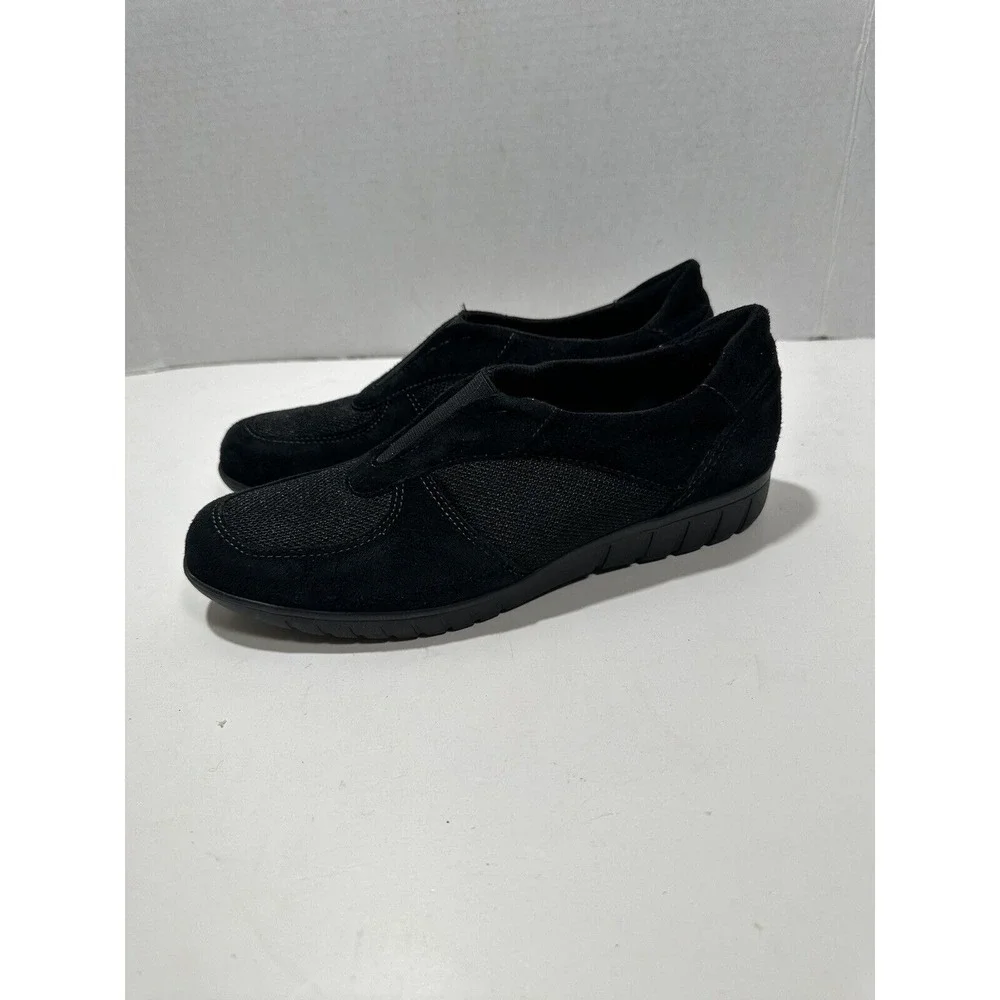 Munro Shoes Womens 8‎ N Olympia Sneakers Black Fabric Leather Comfort M110888